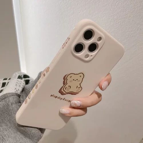 侧边卡通熊iPhone16苹果XR手机壳15Pro max全包14/X适用8p/13磨砂