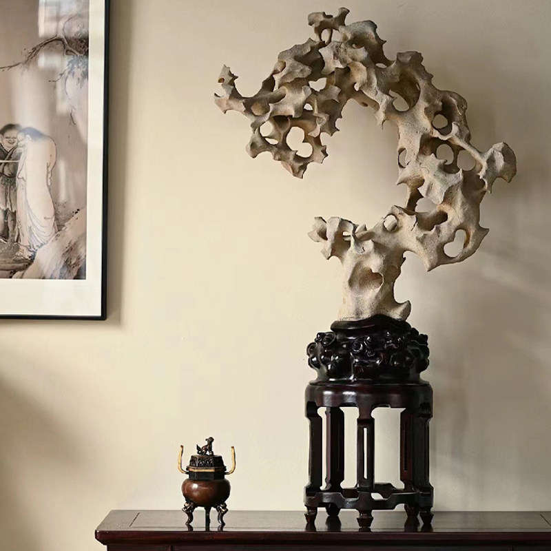 天然太湖石原石奇石摆件中式灵璧石送礼客厅玄关书房庭院景观石头