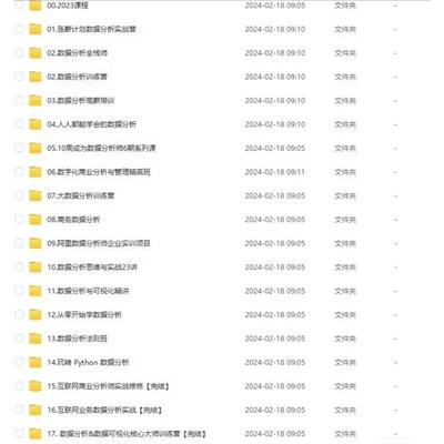 数据分析处理全套影片课程Excel+SQL+Python实战专案案例进阶教程