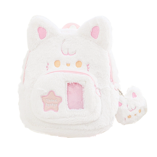 RosyPosy柔设毛绒包包学生女2024通勤背包大容量旅行双肩包电脑包男高颜值轻便护脊休闲新款书包可爱减负儿童