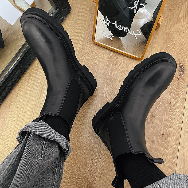 CHELSEA MARTIN BOOTS MENS CASUAL HONG KONG TREND MENS BOOTS HIGH TOP SHOES MENS WINTER NEW VERSATILE BLACK LEATHER BOOTS