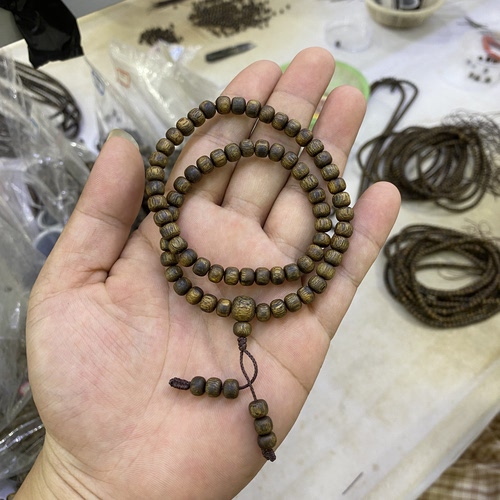9分沉奇楠纯化老料鼓珠6MM双圈女精选海南白棋楠沉香手串佛珠手链