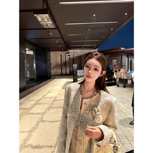 车迟恩Chien 富家千金感羊毛上衣冬加厚羽绒内胆白色小香风外套女