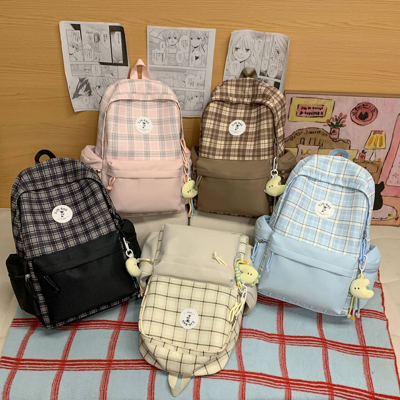 韩版ins女生书包女中学生大容量简约背包初中高中大学生双肩包