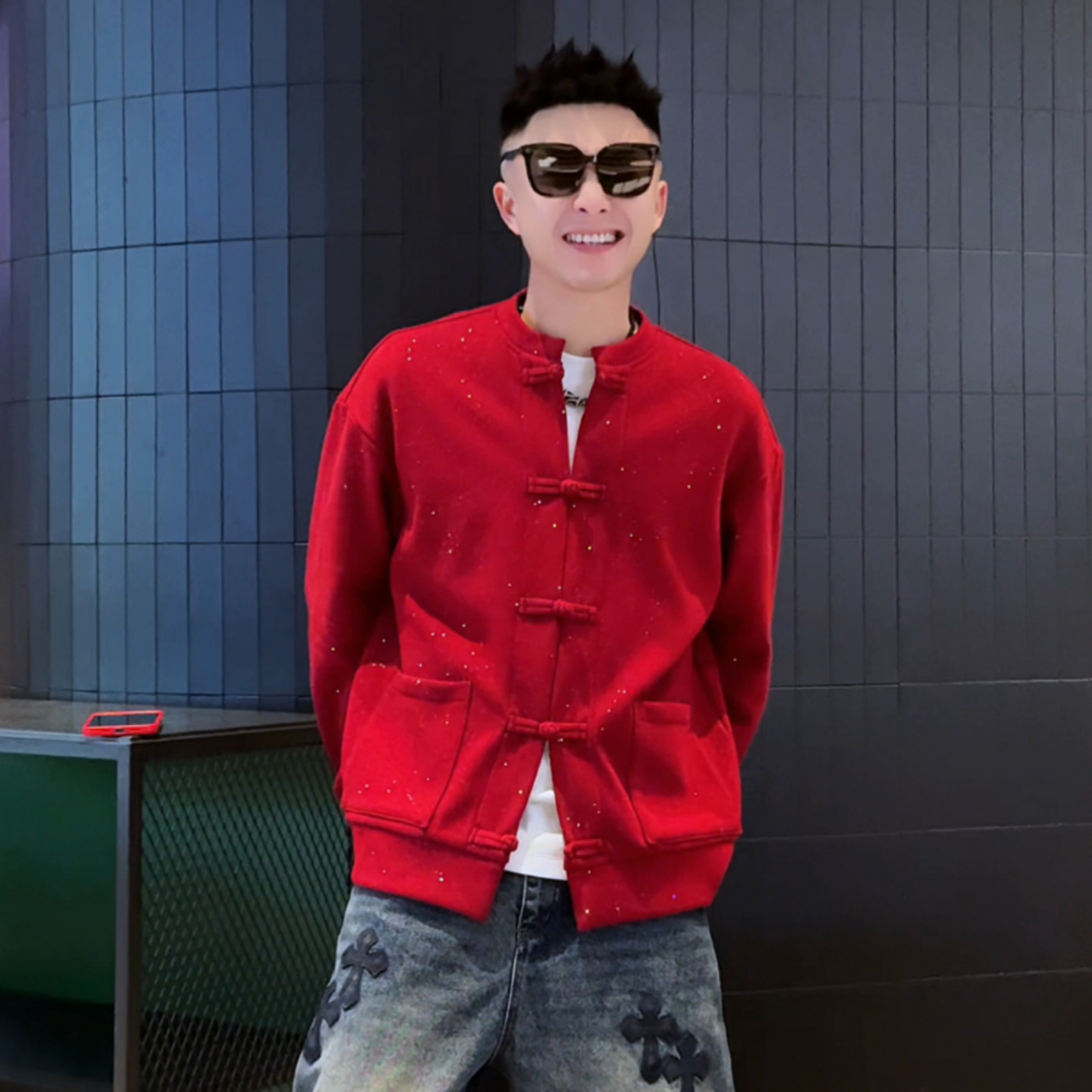 新中式爆闪盘扣夹克冬季新款男士时尚潮流轻奢高级感休闲质感外套