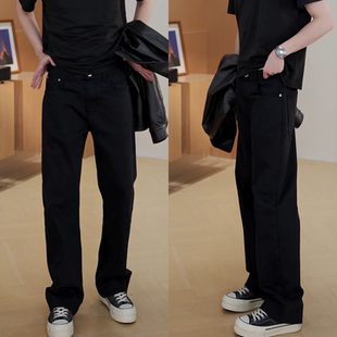 男士 春季 黑色直筒休闲裤 百搭潮流显瘦款 长裤 个性 新款 立体剪裁修身