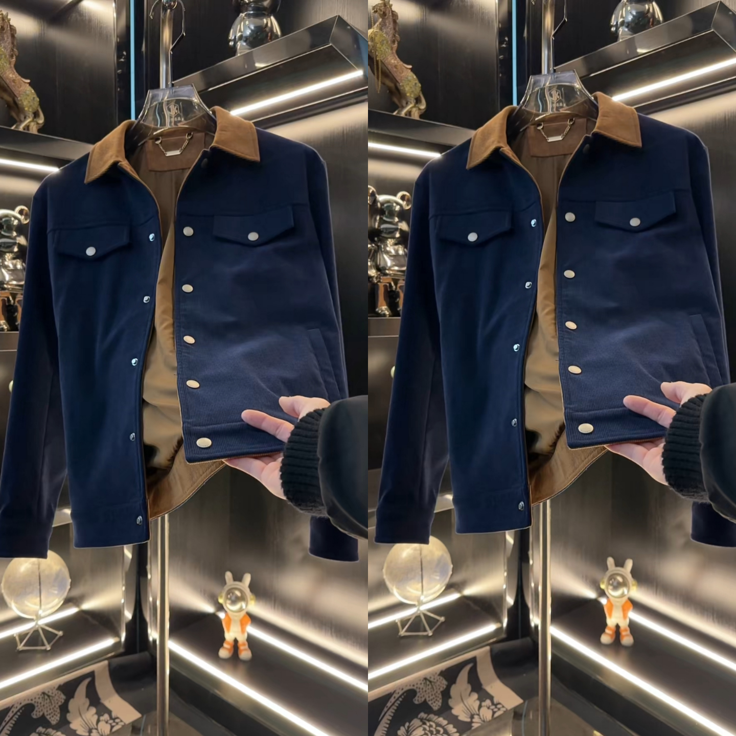 2026年春季新款撞色翻领夹克男百搭高级感时尚百搭款休闲通勤外套