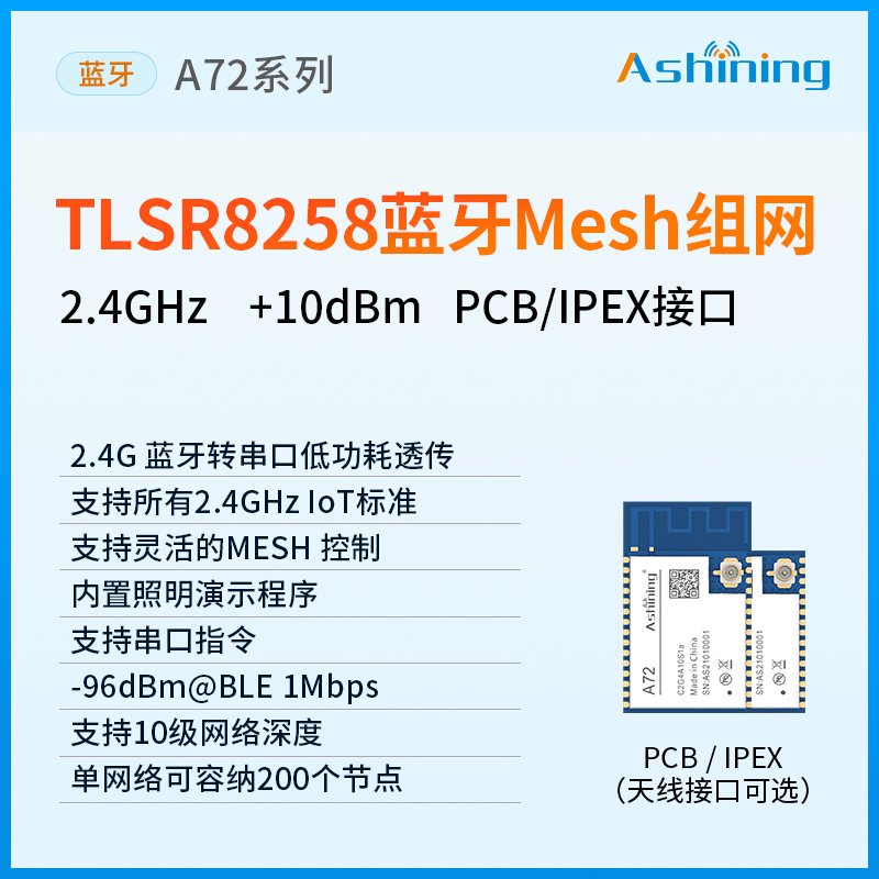 2.4G无线蓝牙串口模块Mesh自组网低功耗透传内置照明演示程序