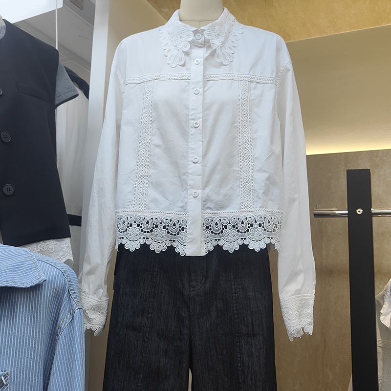 独特荷叶边抽绳长袖衬衫上衣