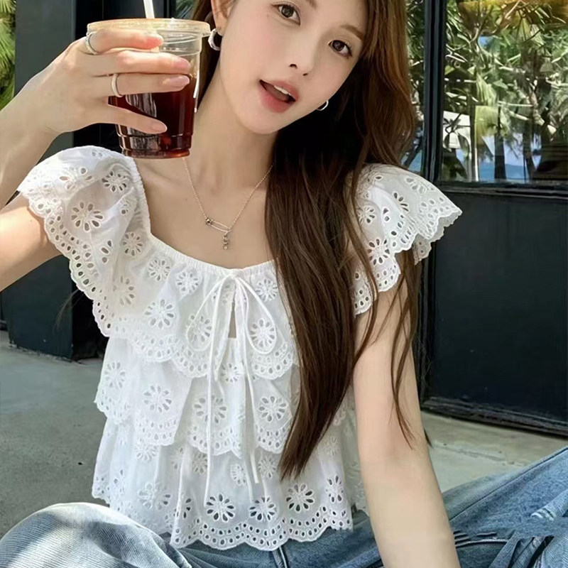荷叶边百搭甜美减龄上衣女