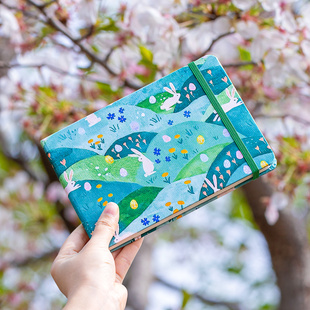 飞乐鸟32k布艺水彩手账本48k细纹300g中粗纹理随身便携旅行掌心手工手帐绘画本美术生专用可拆卸水彩画画本子