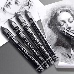 酷喜乐石墨棒碳条铅笔无木全铅6b速写素描绘画写生2b实心炭4b超粗hb炭笔初学者学生专业美术粗芯全芯碳棒