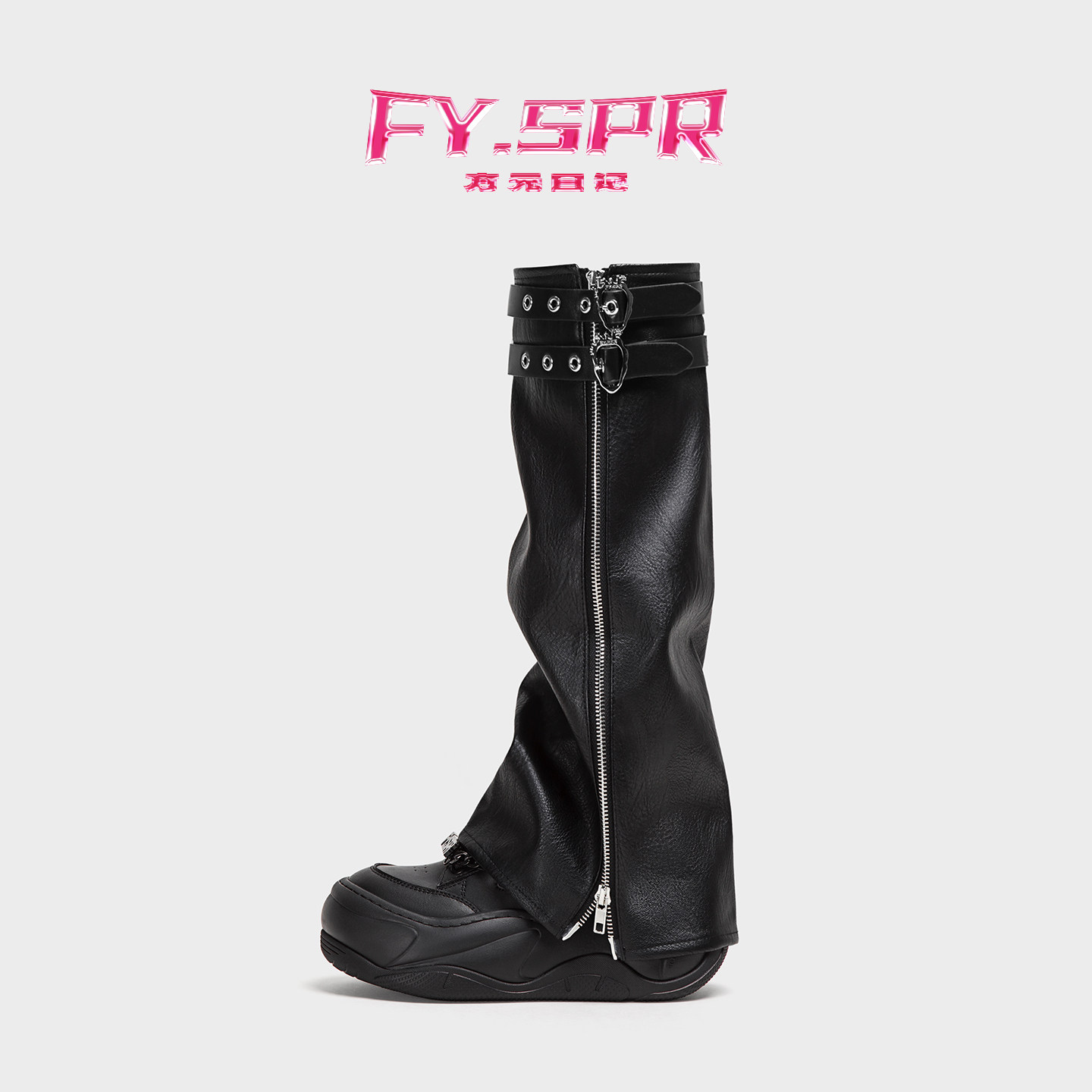 【王珂同款】方元日记FYSPR腿套筒靴子厚底增高7CM大头波浪面包鞋
