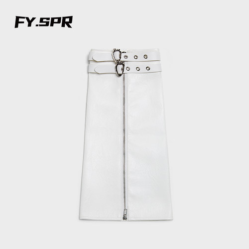 方元日记 FY·SPR 白色亚文化 甜酷 千禧辣妹小腿套 皮质堆堆袜套