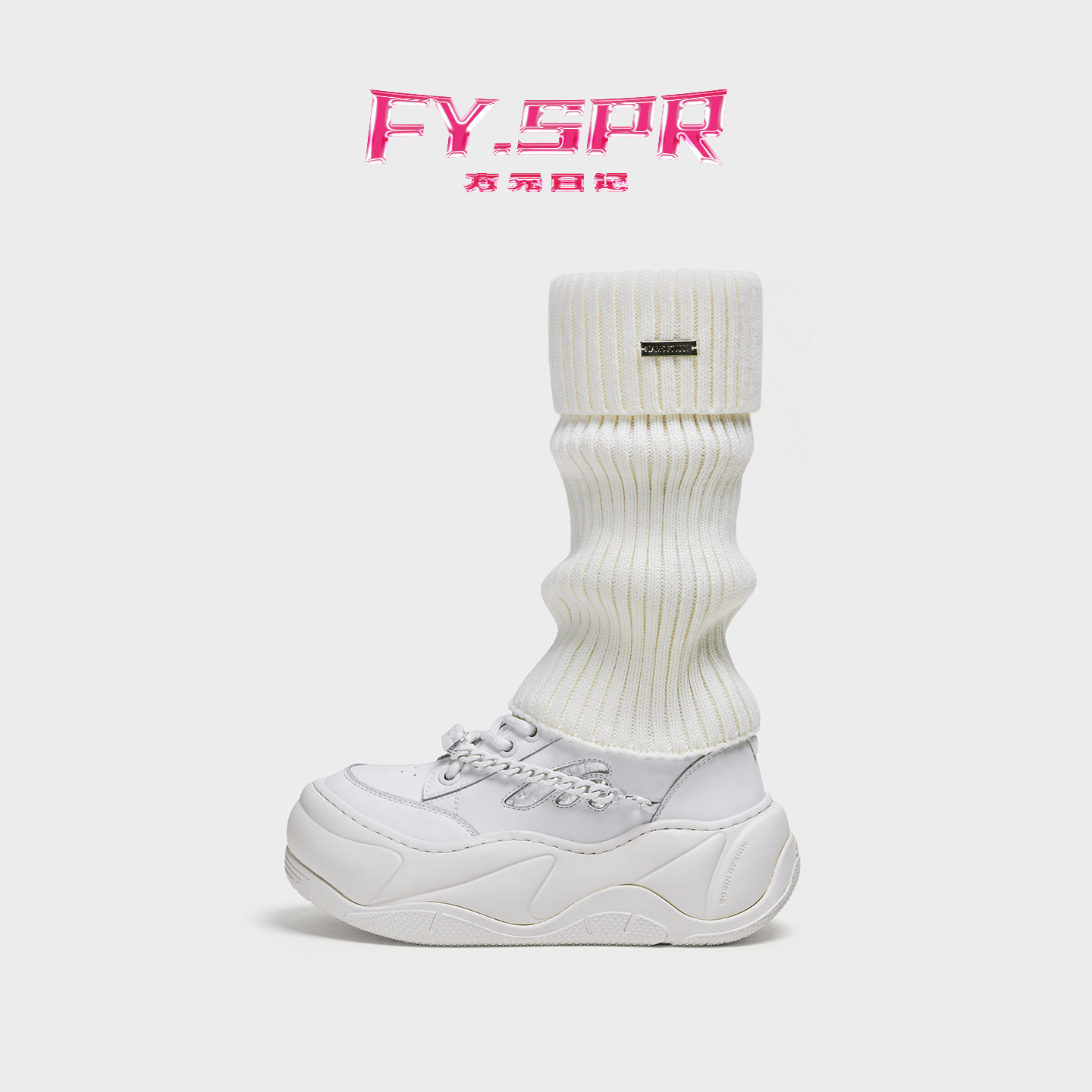 【张婉儿同款】方元日记FYSPR厚底小白鞋 增高丑萌大头波浪面包鞋