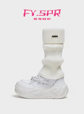 【张婉儿同款】方元日记FYSPR厚底小白鞋 增高丑萌大头波浪面包鞋