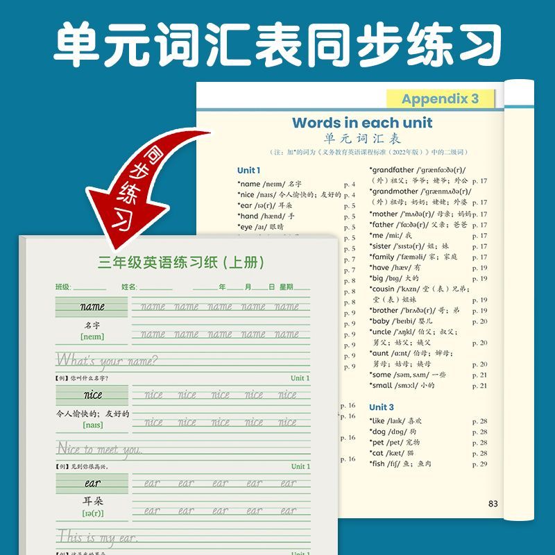 单词PEP人教版课本单词手写体