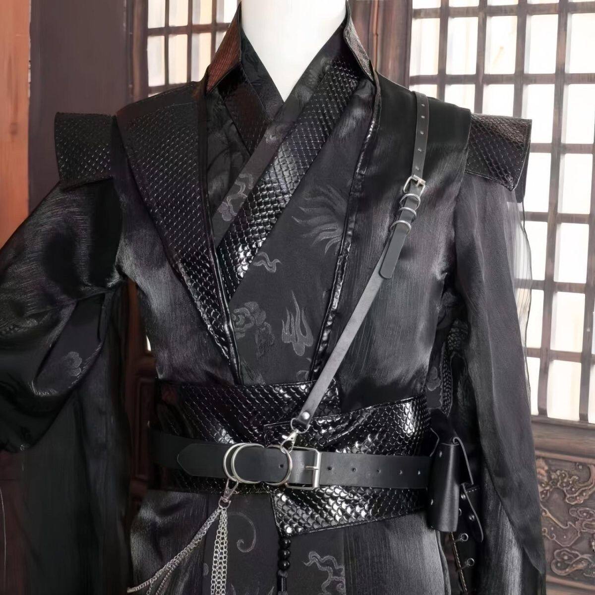 黑色劲装cosplay墨燃黑水贺玄周晖长庚cos顾昀黑色古风二哈