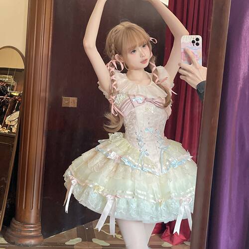 丝带千千结jsk甜美芭蕾风lolita