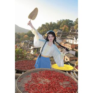 新款平民百姓汉服魏晋南北朝田耕古装种田文汉服摄影写真旅拍套装