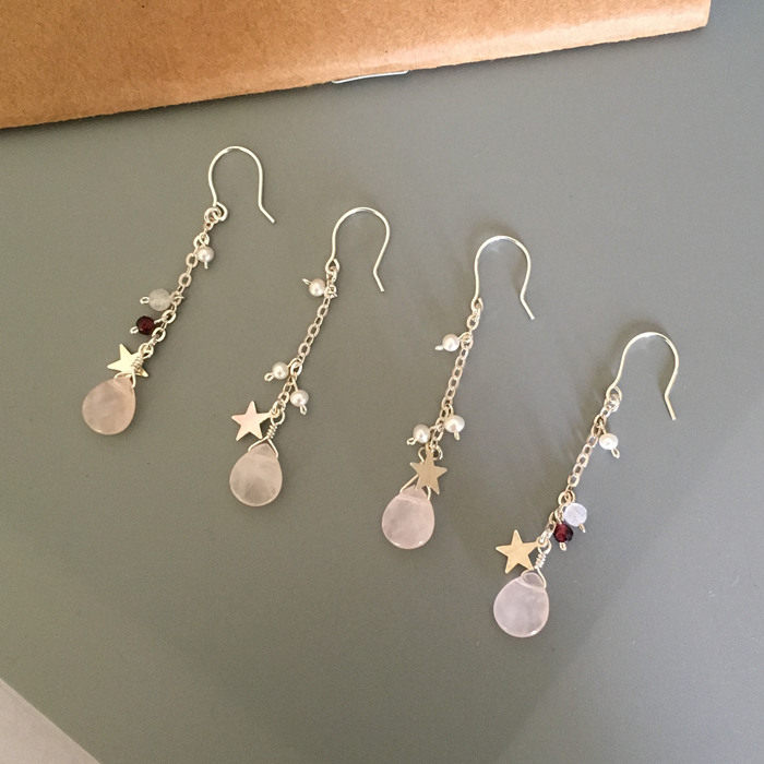 手作足银999纯银天然珍珠粉晶小