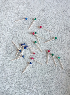 手工超级小2mm足银999纯银红蓝绿色切面宝玉耳钉耳骨钉养耳防过敏