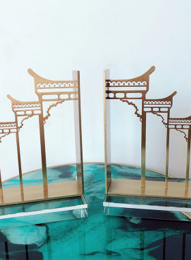 现代金属书靠书挡软装工艺饰品摆件新中式书立样板房间书房办公室