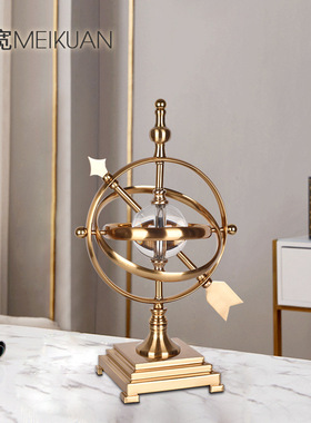 北欧轻奢家居饰品摆件水晶地球仪电镀拉丝防锈防潮客厅铁艺摆件