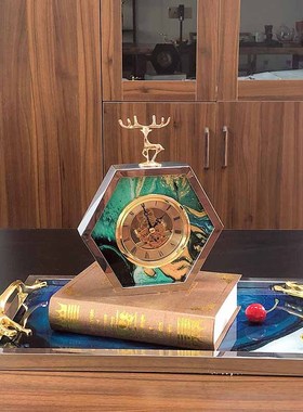 欧式客厅时钟摆件金属轻奢高档摆设卧室镜音钟简约现代合金座钟