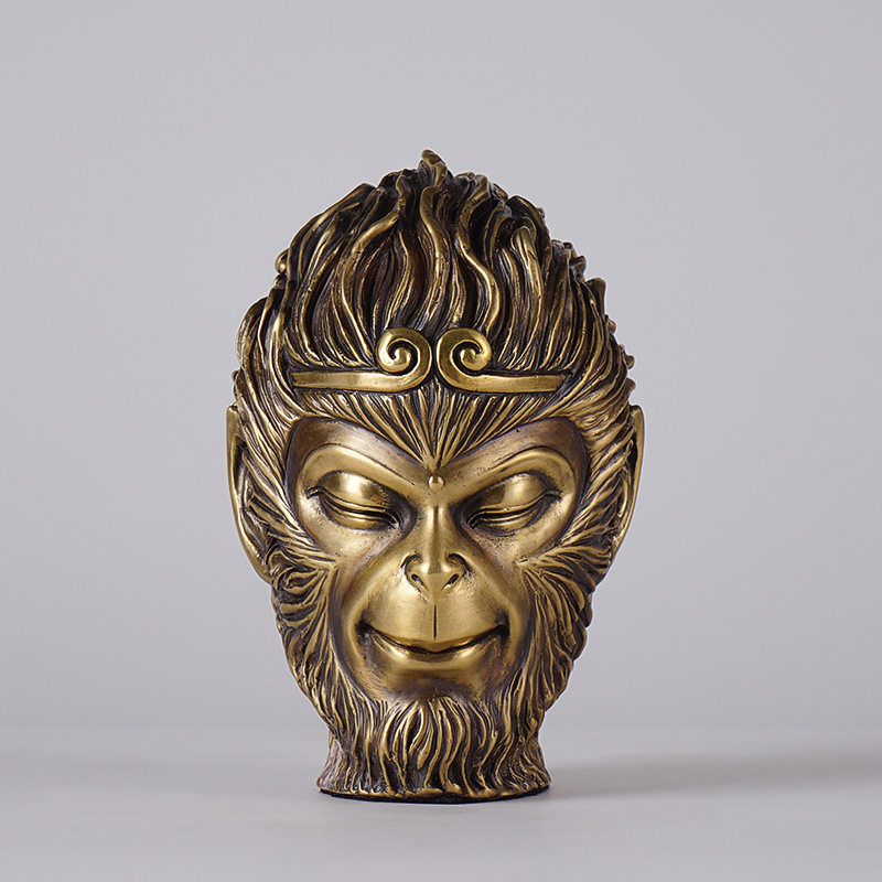 新中式孙悟空铜摆件一念之间双面造型家居创意摆件办公室工艺品