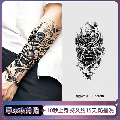 【两张】草本纹身贴半永久男防水持久山海经果汁高级感花臂贴纸