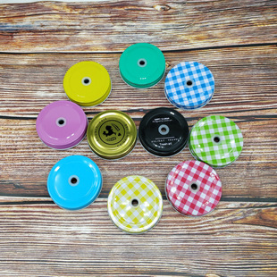 定制公鸡杯盖吸管孔盖马口铁盖子外卷边玻璃杯奶茶杯铁盖塑料盖