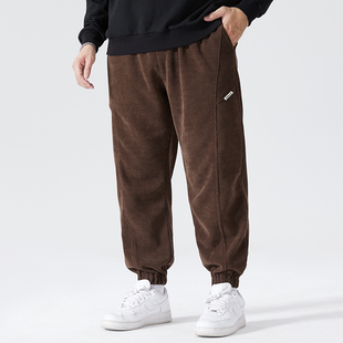 新款 束脚运动裤 男士 大码 长裤 2023秋季 灯芯绒潮流宽松美式 男装