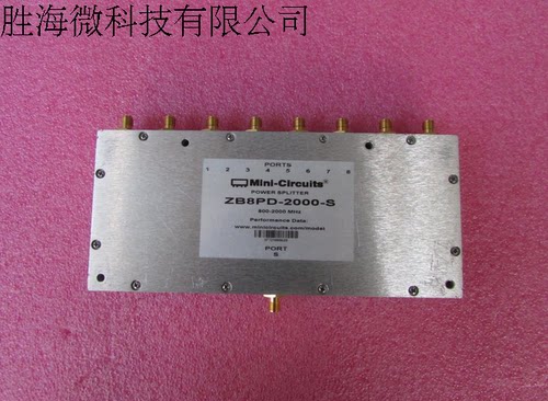 Mini进口  ZB8PD-2000  570-2100MHz SMA接头 一分八 射频微波同轴功分器 品牌：Mini 型号：ZB8PD-2000 分路：8 - Way 频率范围：570-2100MHz 插入损耗：1.7 dB 隔离度:     18 dB 连接器形式：SMA Female   官网
