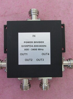 800-3400MHz 10W N 射频微波同轴一分四功率功分器 频率可定做