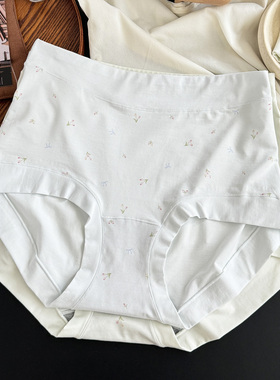 彩田内裤女新款50棉莫印花胖MM短裤柔软透气抗菌高腰大码三角裤头