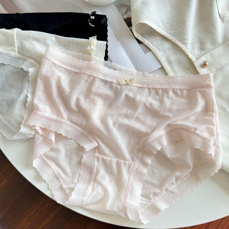 彩田内裤女夏季中腰速干超薄蕾丝柔软简约纯色短裤抗菌性感三角裤