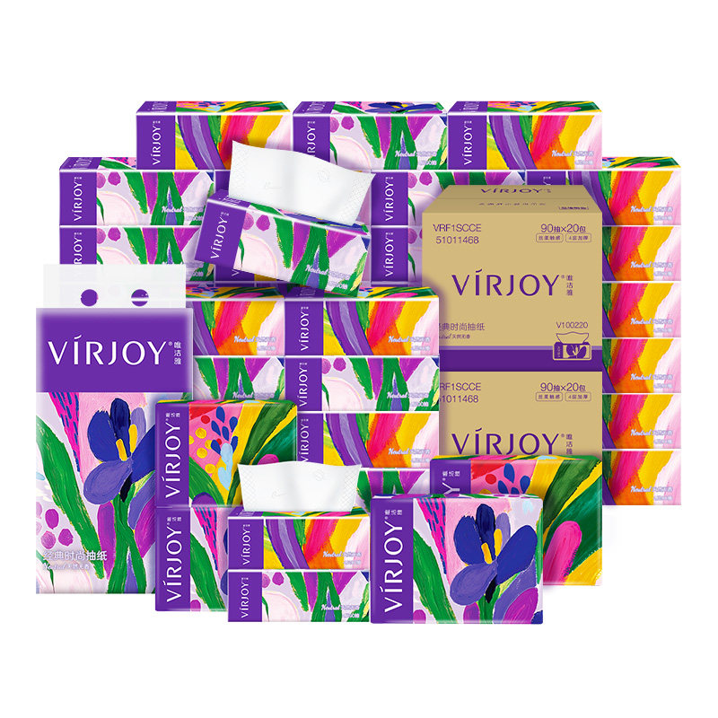 【交个朋友直播间】Virjoy唯洁雅纸巾4层鸢尾无香软抽90抽40包