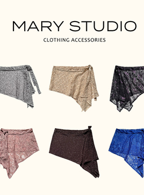 薄款韩版设计感屁帘系带不规则半身裙女蕾丝A字显瘦遮胯叠穿百搭