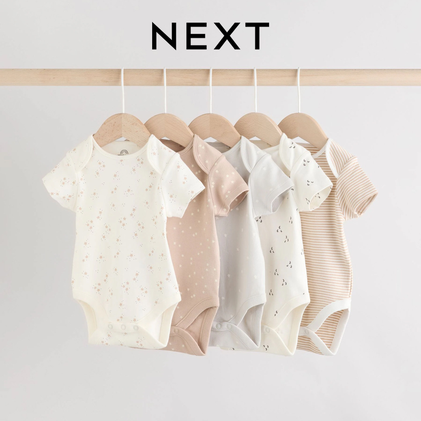 英国NEXT进口婴儿包屁衣夏季男宝纯棉爬服星星月亮短袖套头连身衣图片