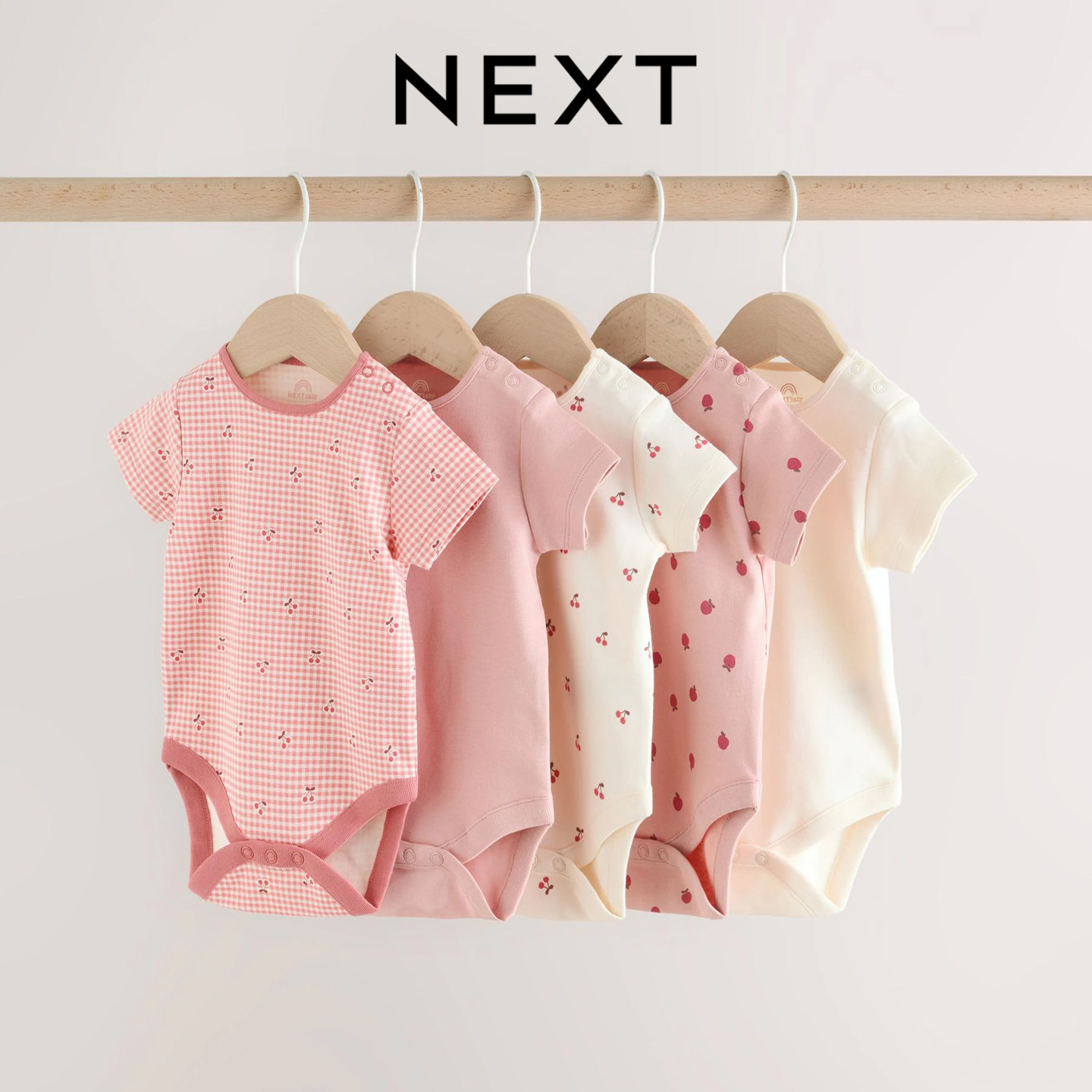 英国NEXT进口正品婴儿短袖包屁衣夏季苹果爬服女宝纯棉樱桃连身衣