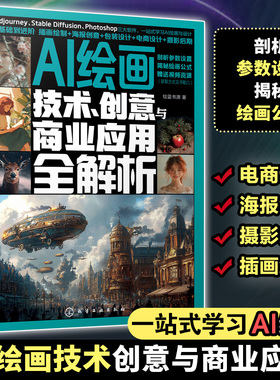 AI绘画 技术创意与商业应用全解析 AI绘画从入门到精通 零基础学AI绘画 Midjourney Stable Diffusion PhotoshopAI绘画入门参考书