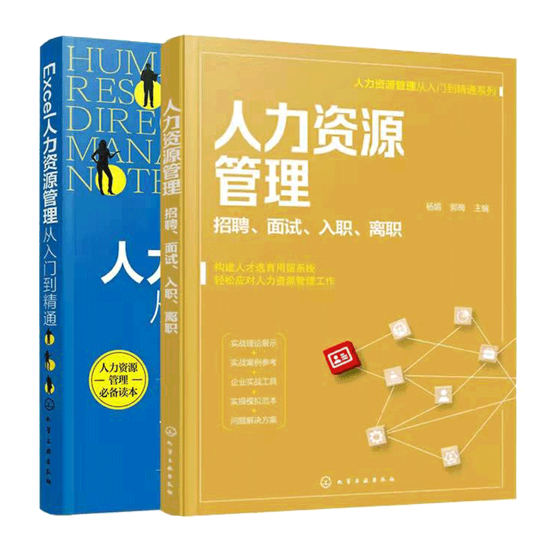全2册 人力资源管理招聘面试入职离职 excel人力资源管理 HR人力资源管理从入门到精通 从零开始学人力资源实战案例企业管理图书籍