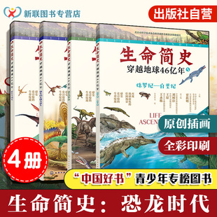 恐龙时代 4册 宇宙起源地球形成生命诞生史前世界探索图书籍 生命简史 15岁儿童中小学生青少年历史科普读物 穿越地球46亿年