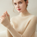 显瘦内搭羊毛打底衫 黑色毛衣半高领修身 女秋冬新款 100%纯山羊绒衫