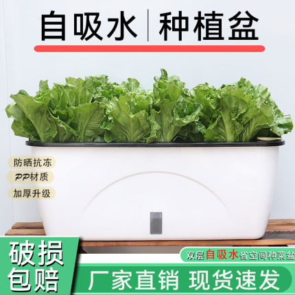 种菜神器花盆蔬菜种植箱家庭阳台懒人自吸水长方形可提篮专用箱