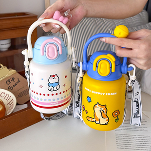 卡通覆钛保温杯儿童高颜值水壶便携上学专用幼儿园吸管杯2025新款
