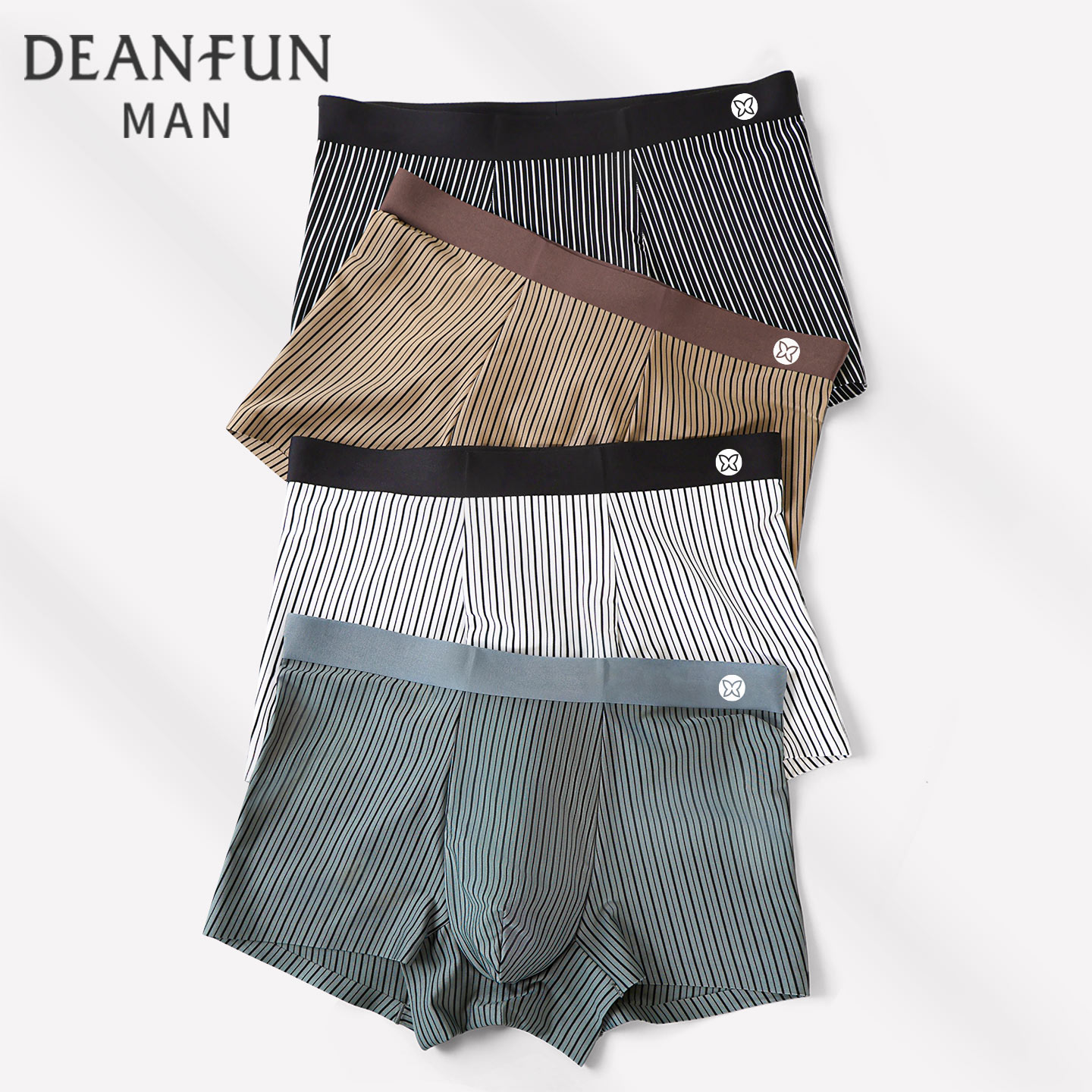 蝶安芬冰丝男士内裤夏薄款透气无痕抗菌裆四角短裤运动大码平角裤