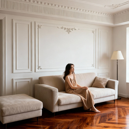 法式pu线条角花背景墙免费设计