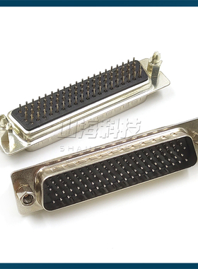 HDP78公头 直插铆鱼叉锁 焊板式连接器DB78 4排78针插座 环保黑胶